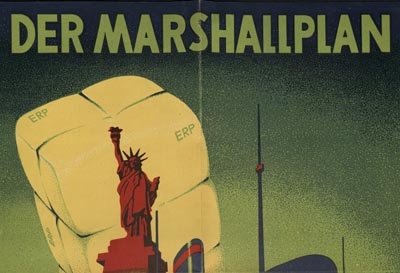 Plakat der Werbekampagne von 1949 für das als Marshallplan bekannt gewordene Wiederaufbauprogramm (StAS Wü 82 T 1 Nr. 452)