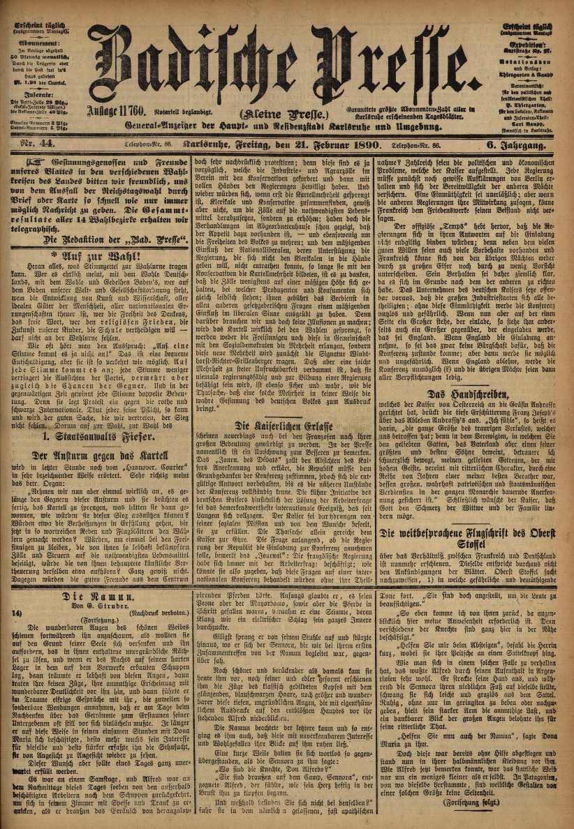  Badische Presse 1890 