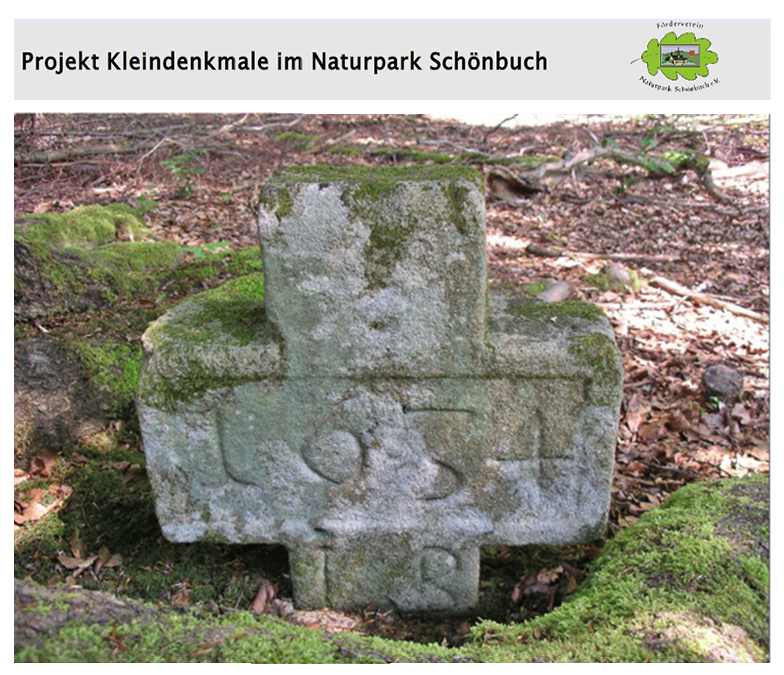 Das „Schwedenkreuz“ am Langrückensträßchen im Gewann Bärloch bei Tübingen, Quelle Naturpark Schönbuch/Kleindenkmale.