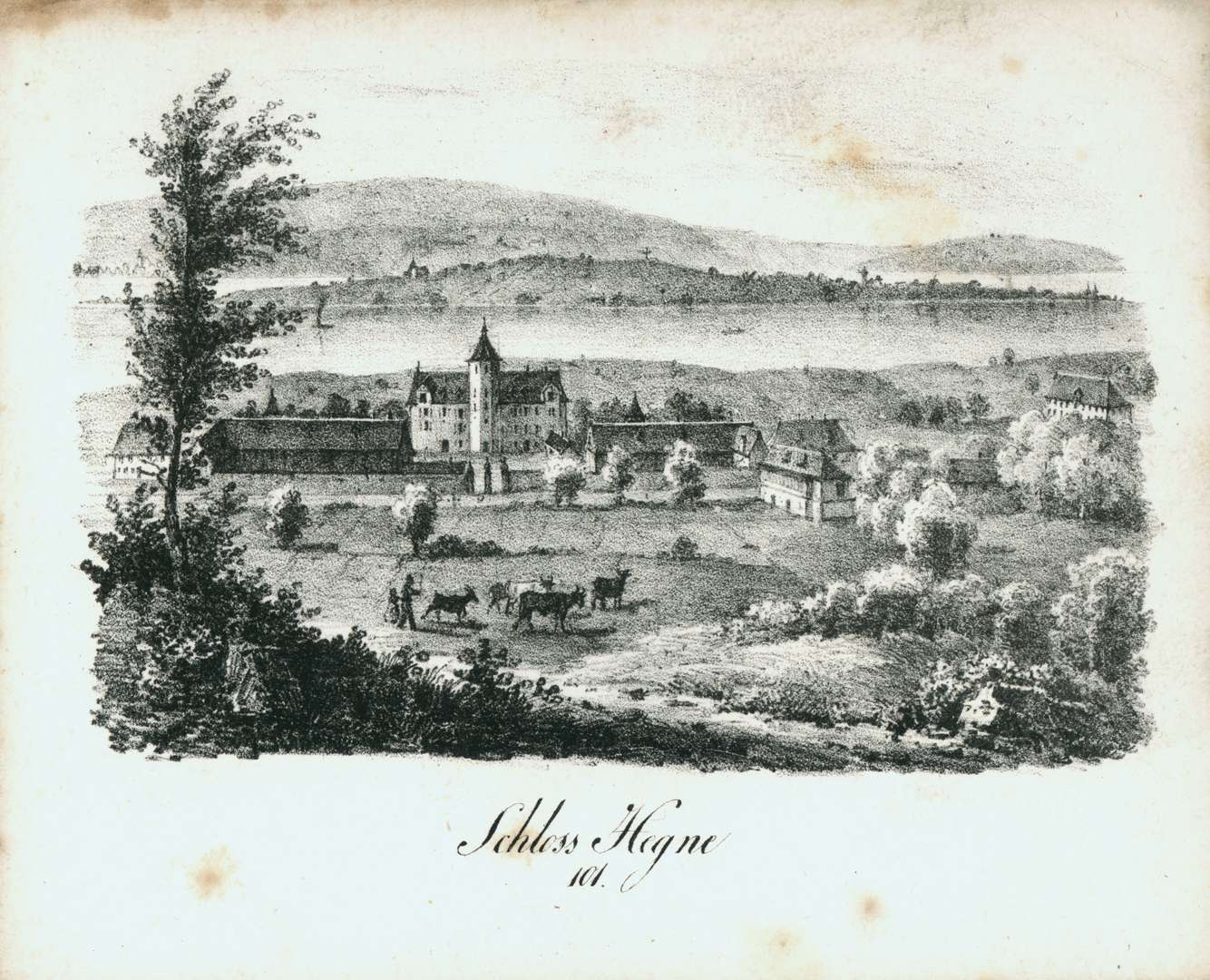 Schloss Hegne, Lithographie von 1832, Quelle Landesarchiv BW, GLAK 
