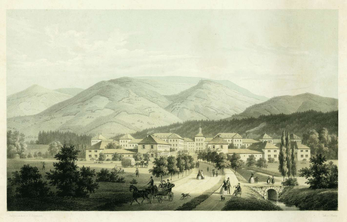 Die Anstalt Illenau mit Parkanlagen um 1860. [Quelle: Landesarchiv BW, GLAK J-B Illenau 1]