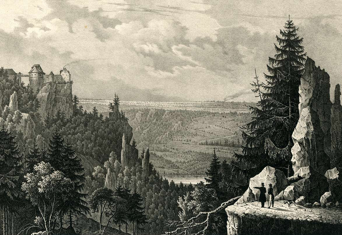 Burg Wildenstein auf einer 1840 entstandenen Ansicht. [Quelle: Landesarchiv BW GLAK, J-B Wildenstein 6]