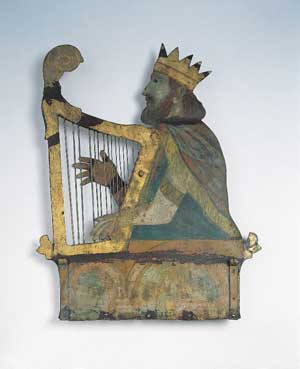 König David, mit der Harfe, war das Aushängeschild des gleichnamigen jüdischen Gasthauses in Jebenhausen, nun Erkennungszeichen des Jüdischen Museums in Göppingen, Quelle Netmuseum