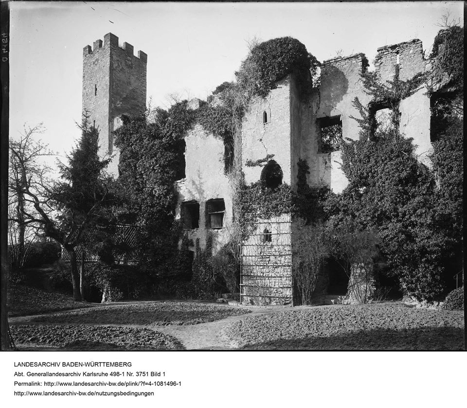 Historische Aufnahme der Burg in Obergrombach