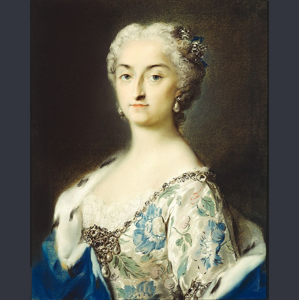 Ursula Catharina, Reichfürstin von Teschen auf einem Porträt der Malerin Rosalba Carriera, heute in der Gemäldegalerie Dresden [Quelle: Wikipedia gemeinfrei]