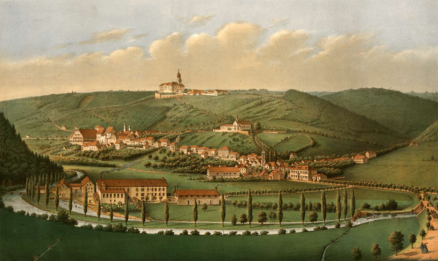 Die ehemalige Residenz Stühlingen auf einer Ansicht von 1850, Quelle: Landesarchiv BW, GLAK J-B Stühlingen 1