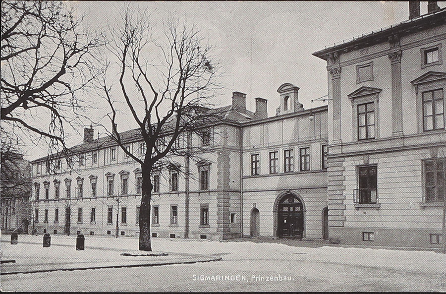 Der Sigmaringer Prinzenbau im Winter, Fotografie 1914 /18. Vorlage: LABW, StAS Dep. 1 T 47 Nr. 107.