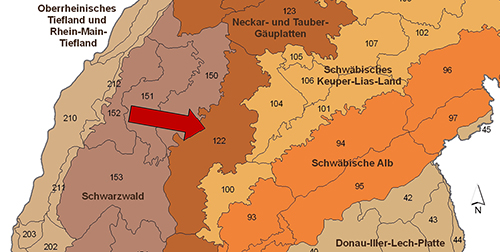 Die Oberen Gäue in der Großlandschaft Neckar- und Tauber-Gäuplatten - Quelle LUBW