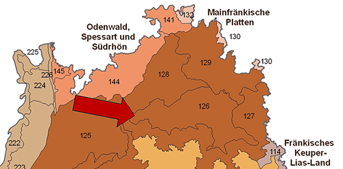 Die Kocher-Jagst-Ebenen in der Großlandschaft Neckar- und Tauber-Gäuplatten - Quelle LUBW
