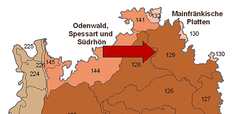 Das Tauberland in der Großlandschaft Neckar- und Tauber-Gäuplatten - Quelle LUBW