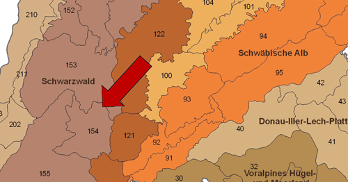 Der Südöstliche Schwarzwald in der Großlandschaft Schwarzwald - Quelle LUBW