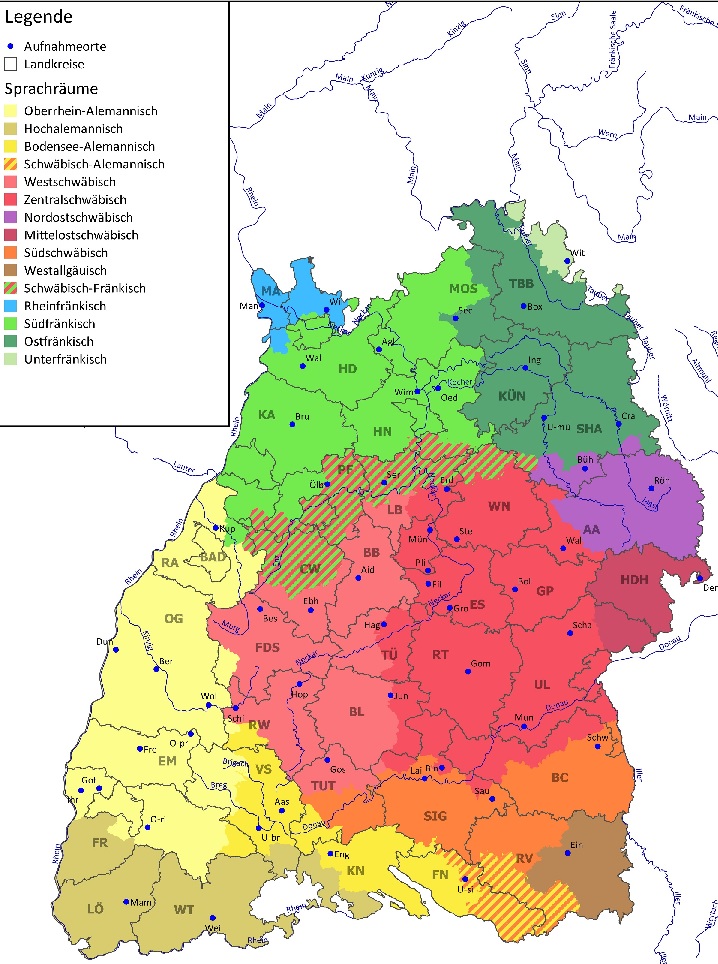 Sprach- und Dialektregionen in Baden-Württemberg