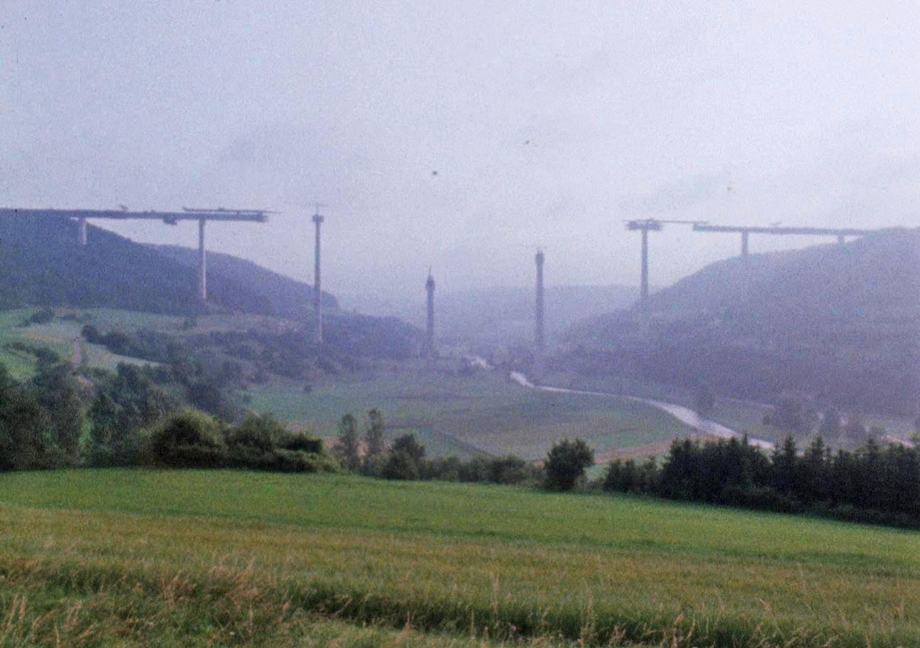 Bau der Kochertal-Brücke 1978