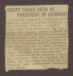 Zeitungsausschnitt über den Amtseid von Friedrich Ebert