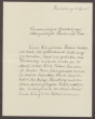 Schreiben von Otto Frommel an die Großherzogin Luise; Taufe des Sohnes Klaus Joachim durch den Schwiegervater, Albert Helbing