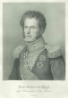 Freiherr Ernst von Hügel, Generalleutnant, Kriegsminister von 1829-1842 in Uniform, Schärpe und Orden, Brustbild in Halbprofil