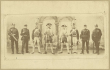 8 Personen des Infanterie-Regiments Nr. 124 (König Wilhelm I. - 6. württ.) in Uniform mit Mütze und zeitgetreuer Bewaffnung von 1775 bis 1895, Darstellung anlässlich Regimentsfeier