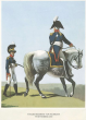 Zwei Offiziere des Füsilier-Regiments von Neubronn, jeweils in Uniform mit Mütze, einer stehend, der andere zu Pferd