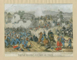 Angriff auf die Stadt Weissenburg durch bayerische und preussische Einheiten am 4. August 1870, Franzosen verlassen ihre umkämpfte Geschützstellung, Weissenburg ist, im Bild links, in Qualm gehüllt, Bild 1