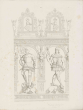 Graf Ulrich III. von Württemberg in Rüstung mit Reichssturmfahne, Graf Eberhard (der Erlauchte) (1265-1325), in Renaissancerahmen mit Wappen und Inschrift, beide auf Löwen stehend
