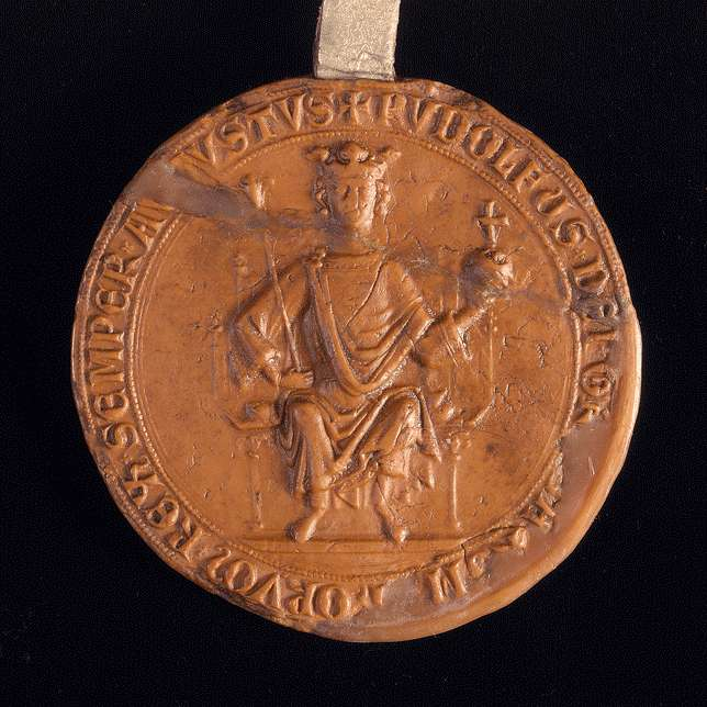 König Rudolf bestätigt dem Lupold von Esslingen die Hälfte des Esslinger Zolls, die er kraft der Verleihungen von Kaiser Friedrich und seinen Vorgängern seither besaß., Bild 3