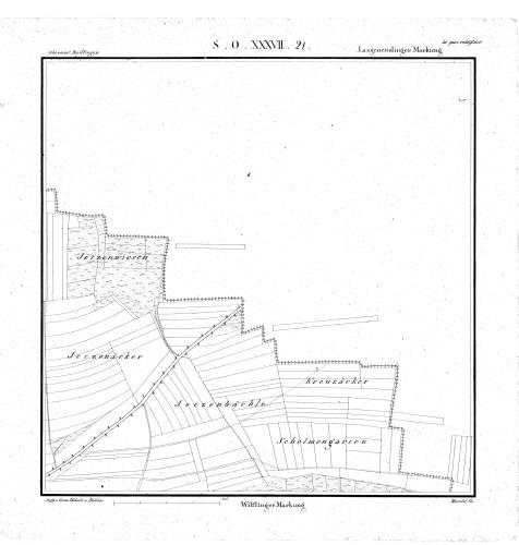 Kartenblatt SO XXXVII 21 Stand 1822 ca. (nur württembergischer Teil), Bild 1