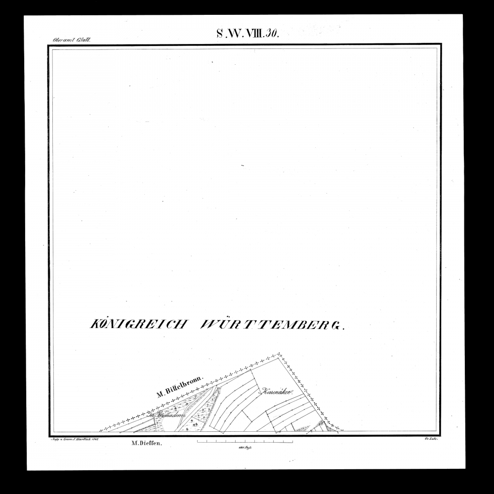 Kartenblatt SW VIII 30 Stand 1842 (nur hohenzollerischer Teil) (Bittelbronn)