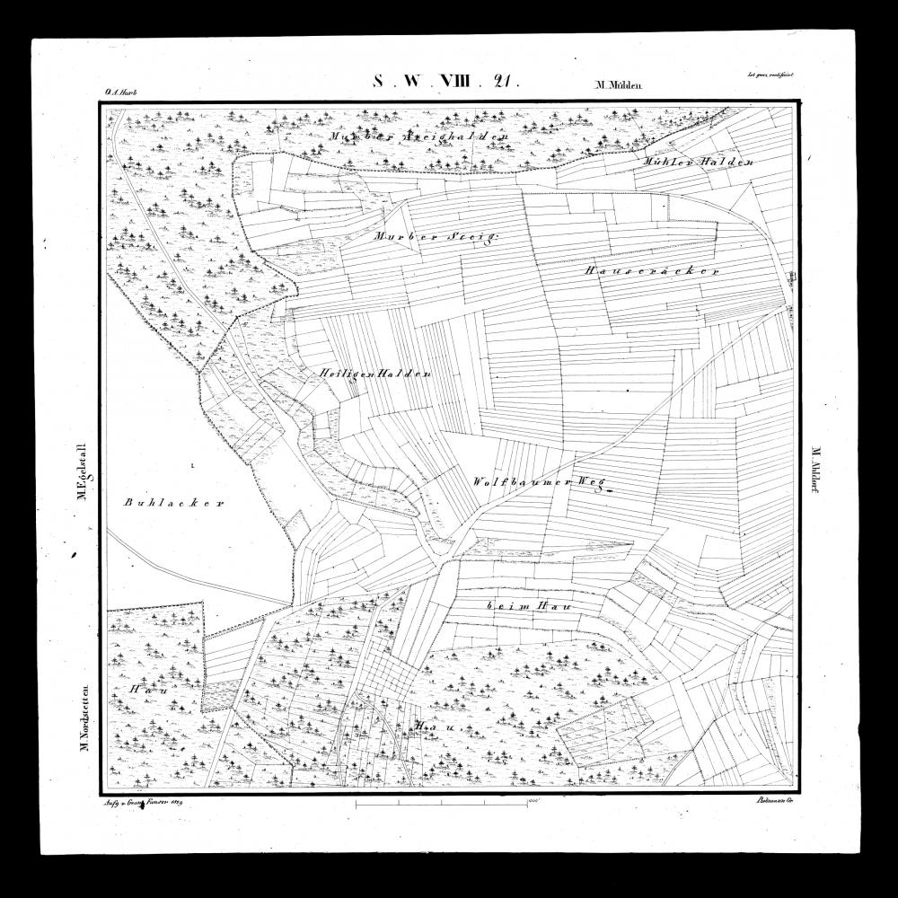 Kartenblatt SW VIII 41 Stand 1836, Bild 1