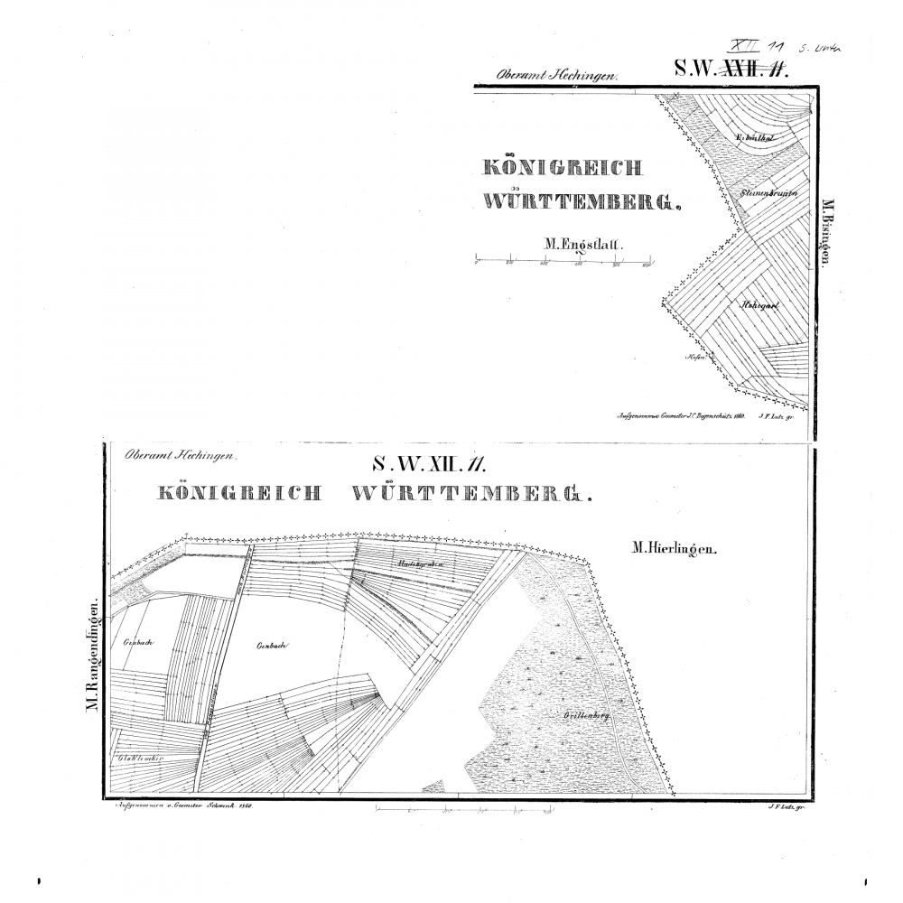 Kartenblatt SW XII 11 Stand 1860 (nur hohenzollerischer Teil) (Hirrlingen)
