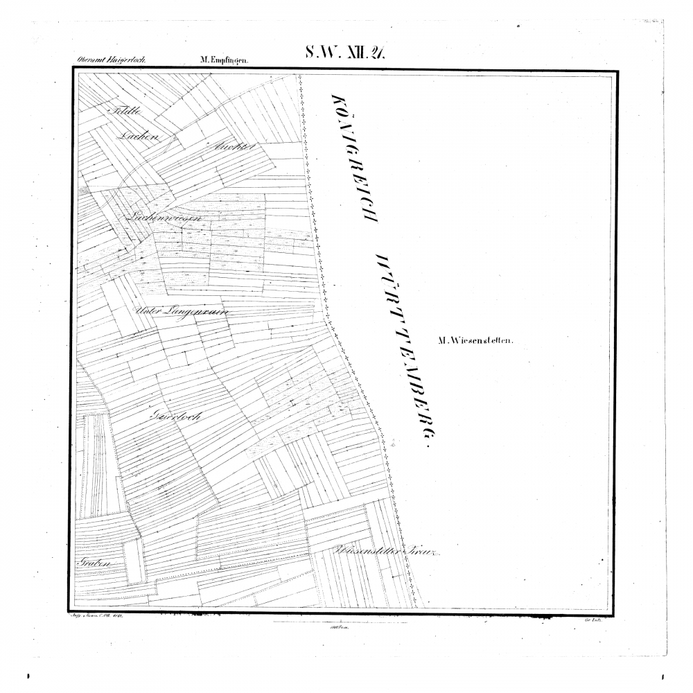 Kartenblatt SW XII 21 Stand 1842 (nur hohenzollerischer Teil) (Dommelsberg, Empfingen, Wiesenstetten)