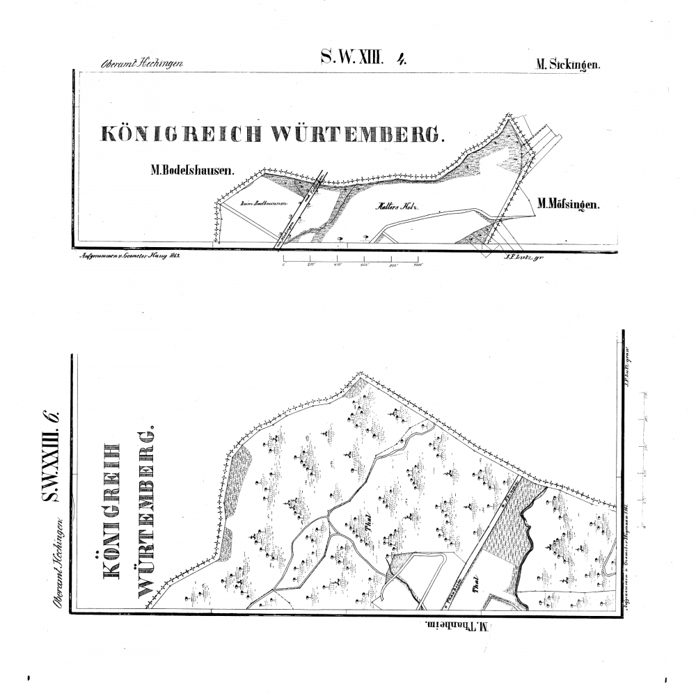 Kartenblatt SW XIII 4 Stand 1862 (nur hohenzollerischer Teil) (Butzen, abgeg. bei Mössingen, Waldhof)