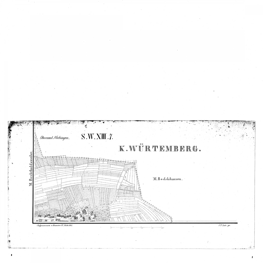 Kartenblatt SW XIII 7 Stand 1861 (nur hohenzollerischer Teil) (Bechtoldsweiler, Oberhausen)