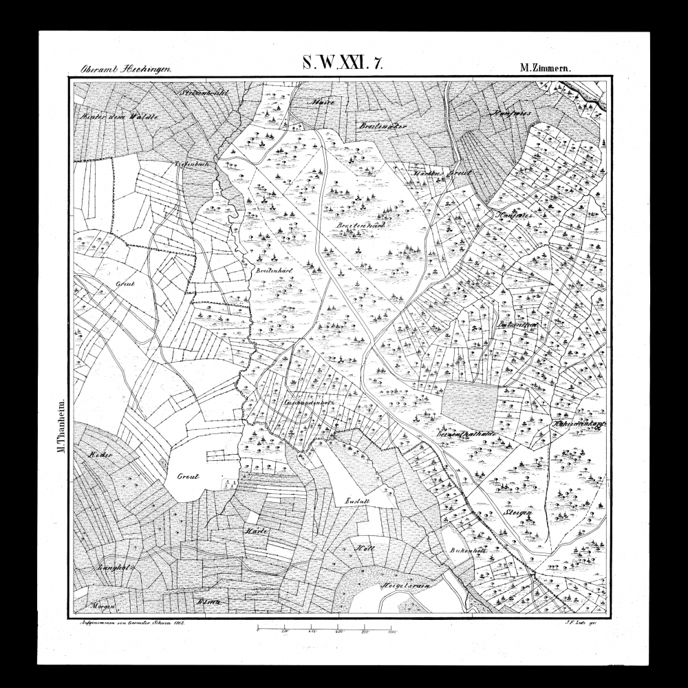 Kartenblatt SW XXI 7 Stand 1862 (Thanheim)