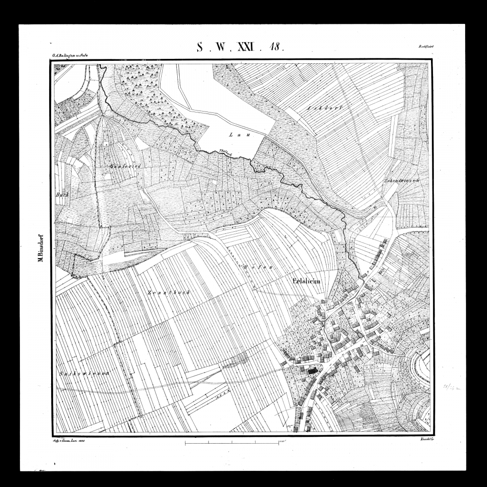 Kartenblatt SW XXI 18 Stand 1838 (Erlaheim)