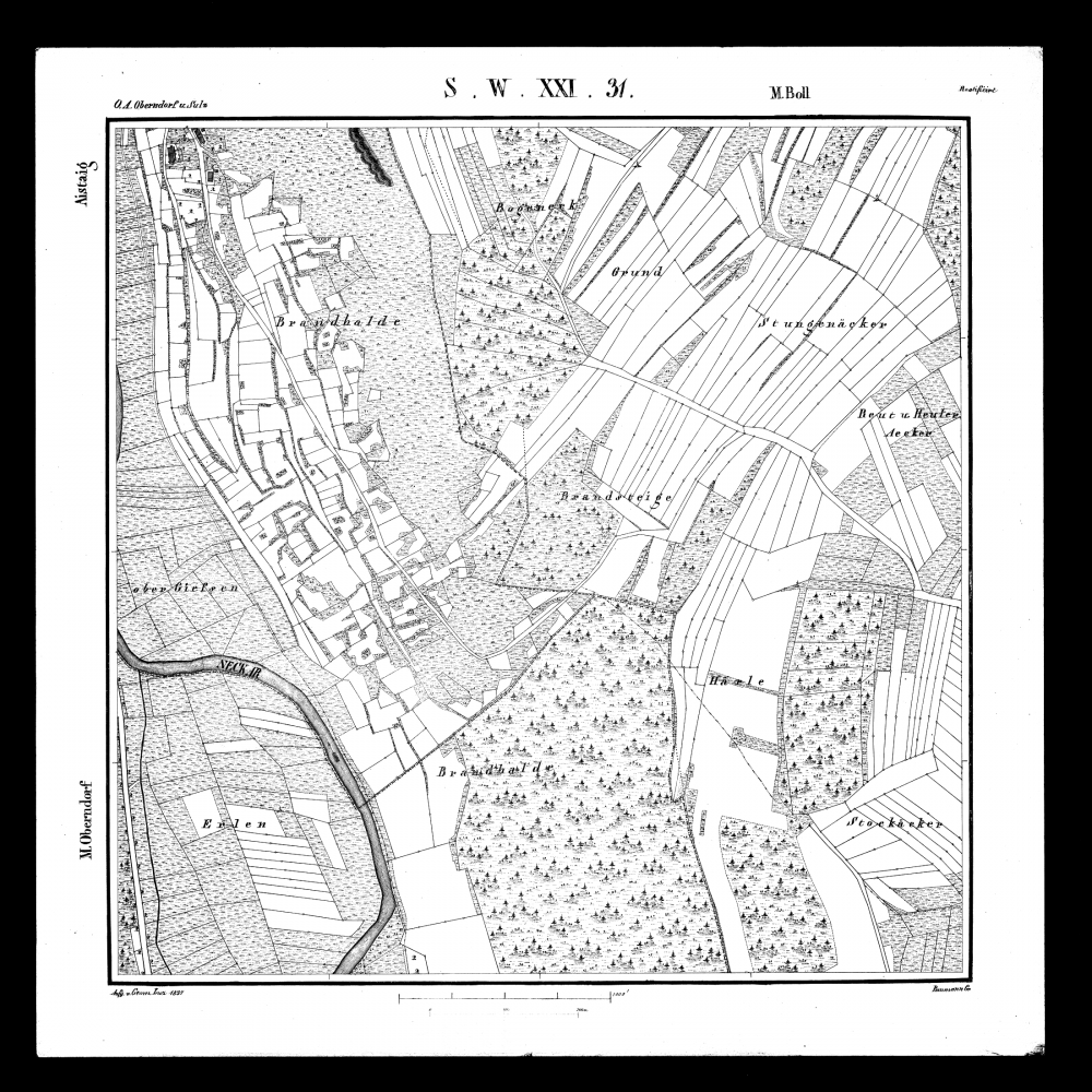 Kartenblatt SW XXI 31 Stand 1837 (Aistaig, An der Aistaiger Straße, Lautenbach)