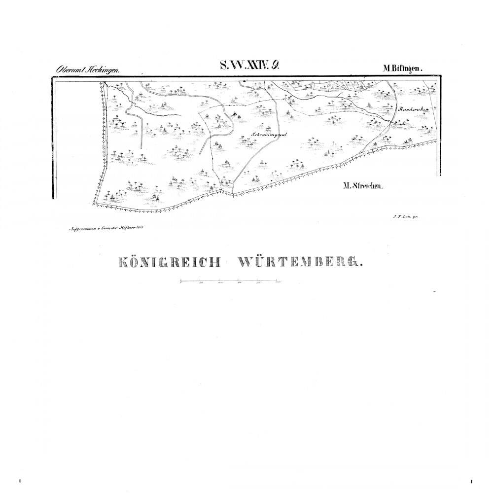 Kartenblatt SW XXIV 9 Stand 1861 (nur hohenzollerischer Teil) (Streichen)
