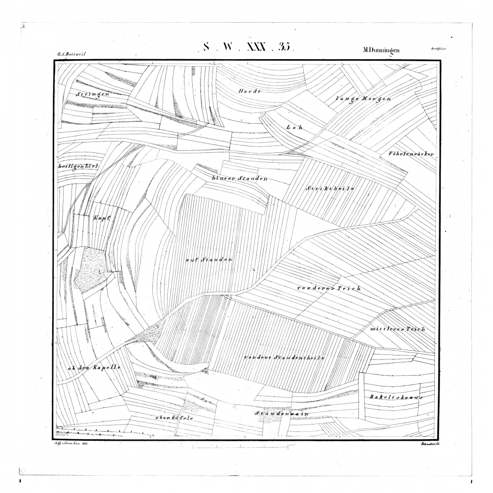 Kartenblatt SW XXX 35 Stand 1837 (Dunningen, Staudenrain)