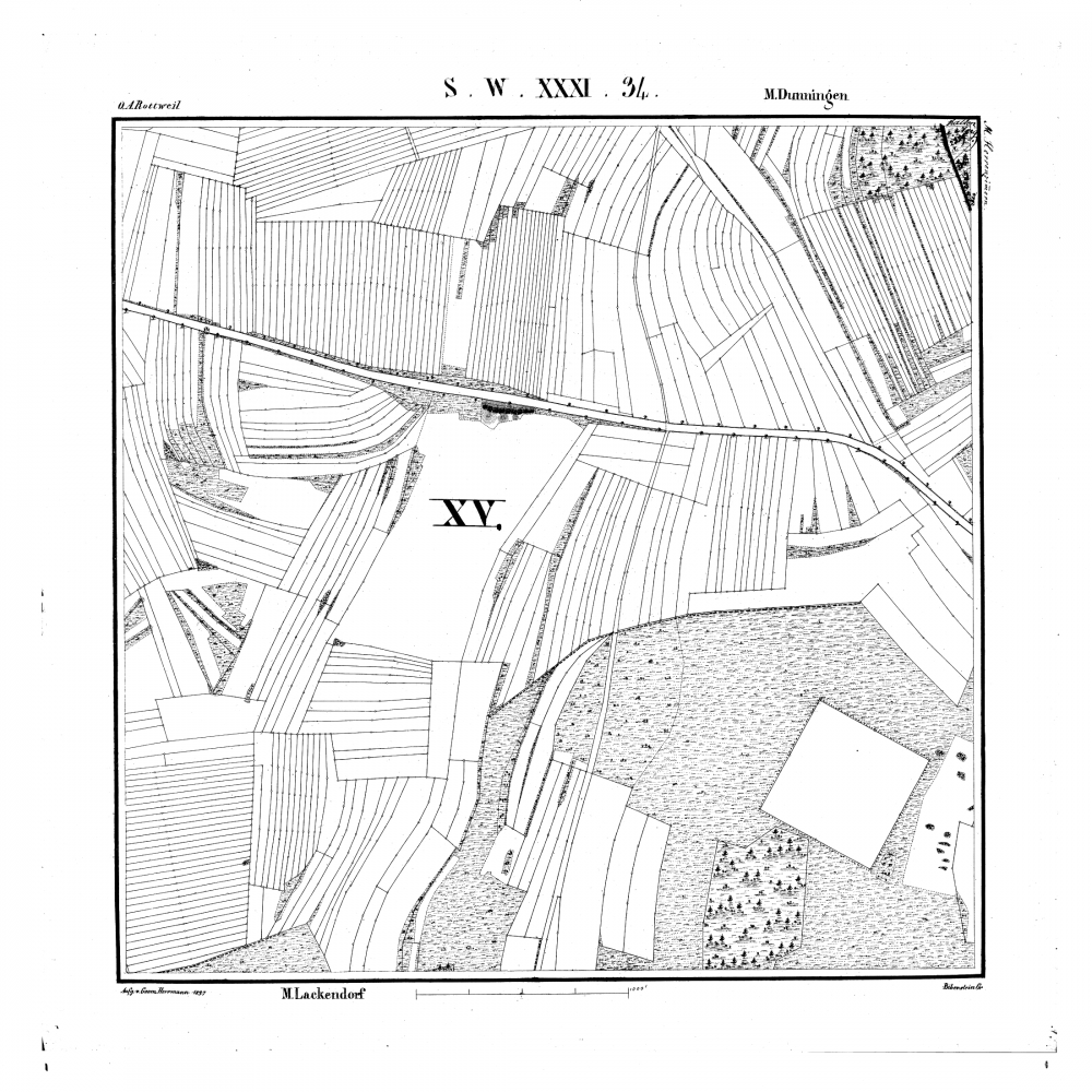 Kartenblatt SW XXXI 34 Stand 1837 (Staudenrain)