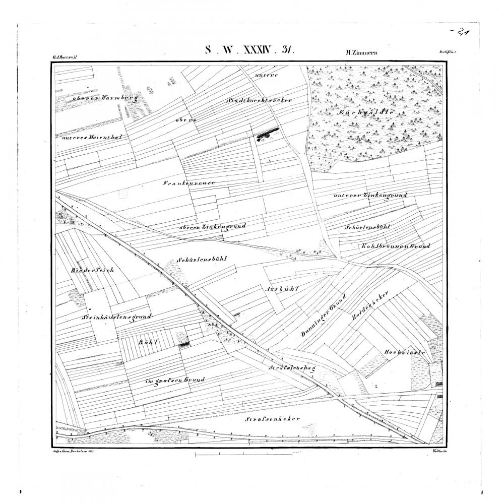 Kartenblatt SW XXXIV 31 Stand 1837, Bild 1