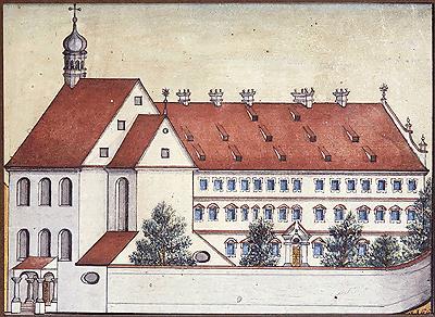 Biberacher Franziskanerinnenkloster von Süden, vor 1806.