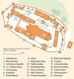 Lageplan der Großkomburg, 1972.