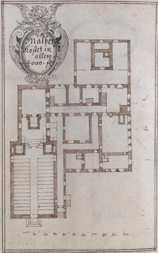 Grundriss des Klosters Mahlberg aus der Handschrift Architectura Capucinorum, 17. Jahrhundert.