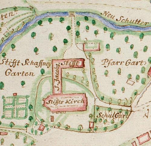 Der Klosterbezirk im Stadtplan von 1723/26