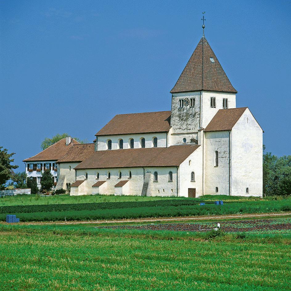 Ehemalige Stiftskirche St. Georg in Oberzell von Südosten, 2000.