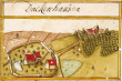 Oberer Hof (Burg) und Unterer Hof (Fratergebäude). Kolorierte Federzeichnung von A. Kieser, 1683.