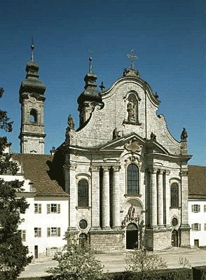 Westfassade der Klosterkirche, 1968.
