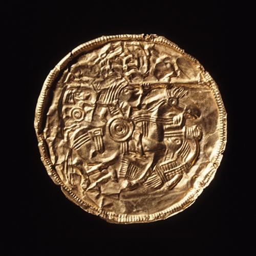 Goldscheibe mit Reiterdarstellung aus Pliezhausen [Quelle: Landesmuseum Württemberg]