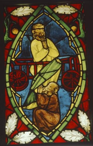 Die Himmelfahrt des Elias, Glasmalerei aus der Dominikanerkirche in Wimpfen am Berg [Quelle: Landesmuseum Württemberg]