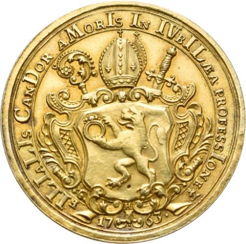 Medaille auf das goldene Professjubiläum des Abts von Weißenau Anton I. Unold, 1763 [Quelle: Landesmuseum Württemberg]