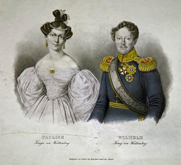König Wilhelm I. mit Königin Pauline von Württ.: Lithographie um 1820
